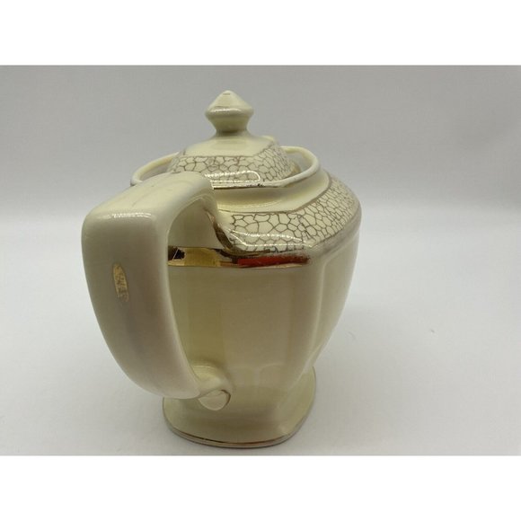 Hall Ceramic Vintage Hollywood Teapot Warm Yellow and Gold Hall 0118S 6 Cup MCM - Picture 8 of 16